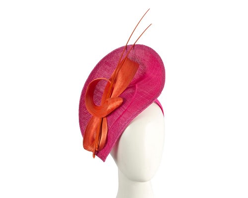 Fascinators Online - Bespoke fuchsia & orange sinamay fascinator by Max Alexander