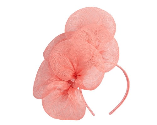 Fascinators Online - Coral sinamay flower fascinator by Max Alexander