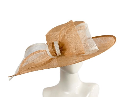 Fascinators Online - Max Alexander Nude & Cream Wide-Brim Hat with Bow