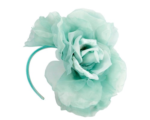 Fascinators Online - Large aqua silk flower headband by Fillies Collection