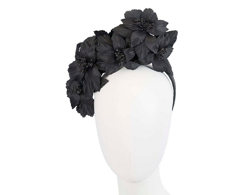 Fascinators Online - Black sculptured handcrafted flower fascinator by Fillies Collection