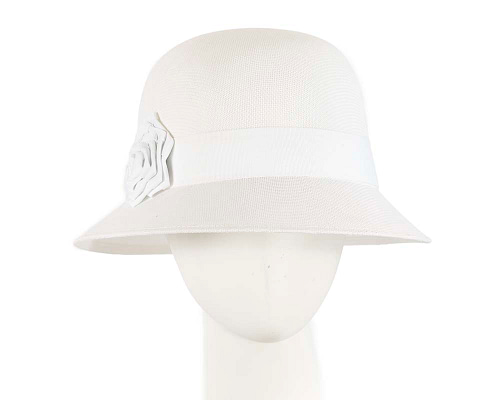 Fascinators Online - White spring racing bucket hat by Max Alexander