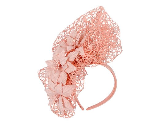 Fascinators Online - Peach pink designers racing fascinator by Fillies Collection