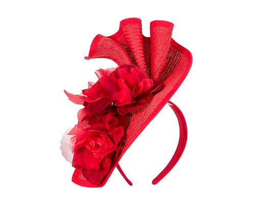 Fascinators Online - Bespoke large red flower fascinator by Fillies Collection