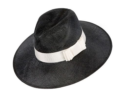 Fascinators Online - Black & white wide brim ladies fedora hat by Max Alexander