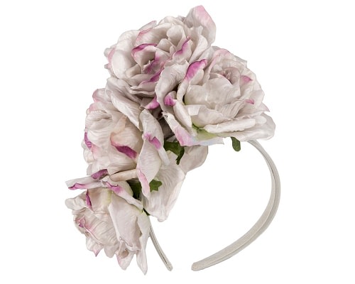 Fascinators Online - Large silver & lilac flower headband by Max Alexander