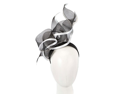 Fascinators Online - Bespoke large black & white racing fascinator by Fillies Collection