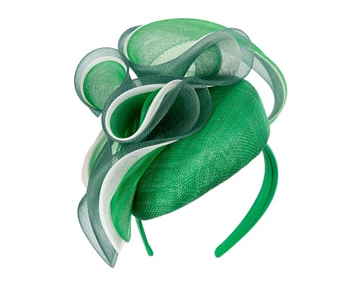 Fascinators Online - Large green and cream fascinator by Fillies Collection