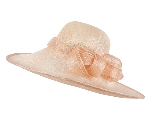Fascinators Online - Wide brim nude sinamay racing hat by Max Alexander