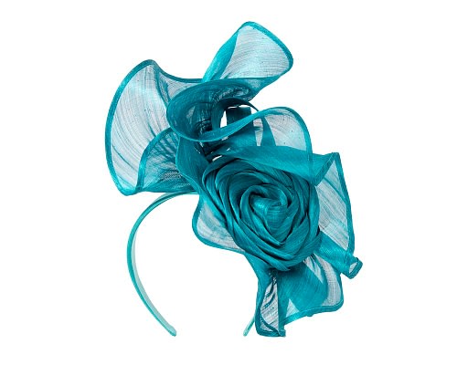 Fascinators Online - Aqua sculptured silk abaca fascinator by Fillies Collection