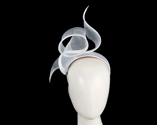 Fascinators Online - Twisted white racing fascinator by Fillies Collection