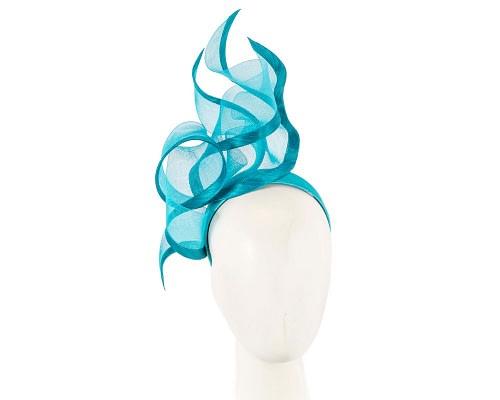 Fascinators Online - Bespoke large turquoise racing fascinator by Fillies Collection