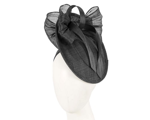 Fascinators Online - Bespoke black sinamay fascinator with bow by Fillies Collection