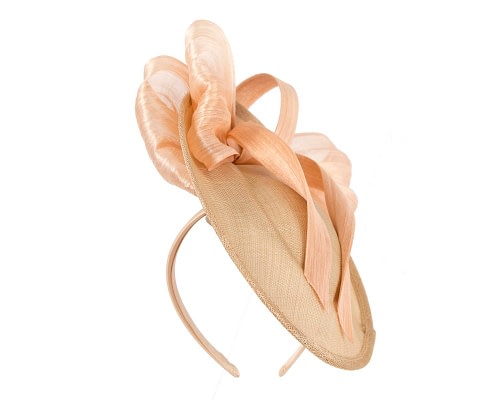 Fascinators Online - Bespoke nude sinamay fascinator with bow by Fillies Collection