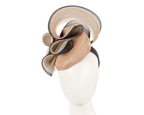 Fascinators Online - Large nude and black fascinator by Fillies Collection