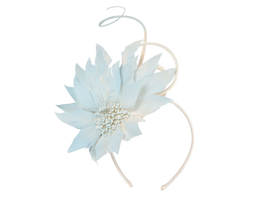 Fascinators Online - Blue feather flower fascinator by Fillies Collection