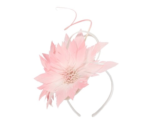 Fascinators Online - Pink feather flower fascinator by Fillies Collection