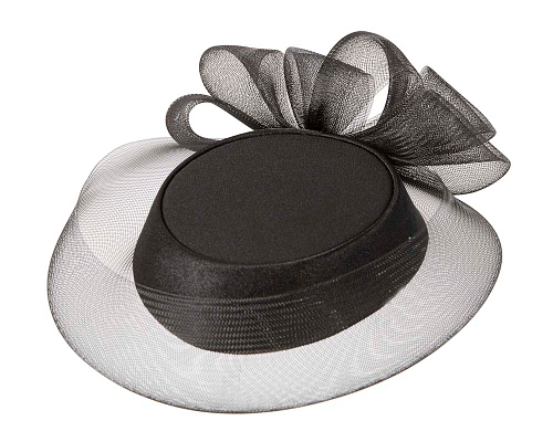 Fascinators Online - Black custom made special occasion hat by Cupids Millinery
