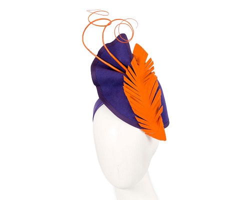 Fascinators Online - Bespoke purple & orange winter racing fascinator by Fillies Collection
