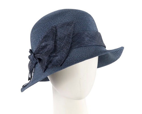Fascinators Online - Navy cloche hat with bow by Max Alexander