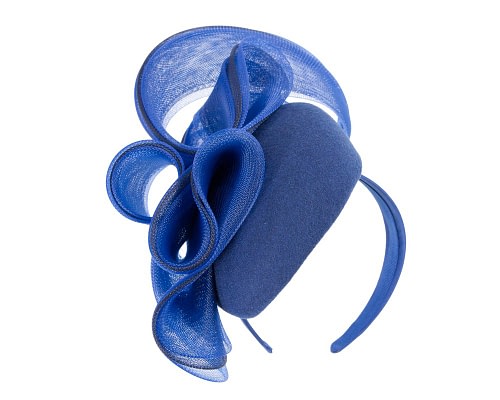 Fascinators Online - Large royal blue winter racing fascinator by Fillies Collection