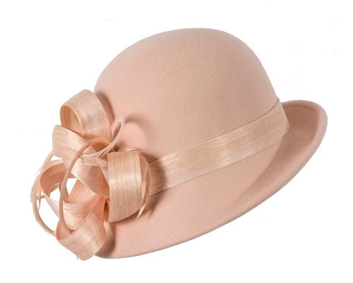 Fascinators Online - Nude winter fashion hat by Fillies Collection