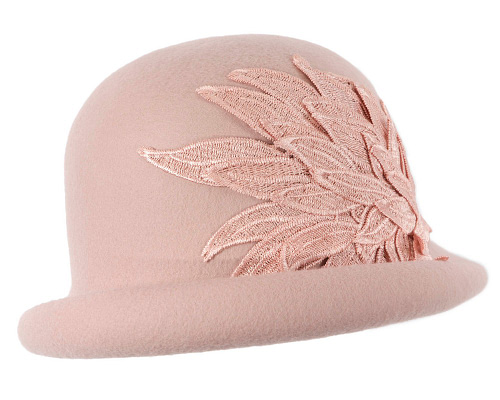 Fascinators Online - Pink winter cloche hat by Max Alexander