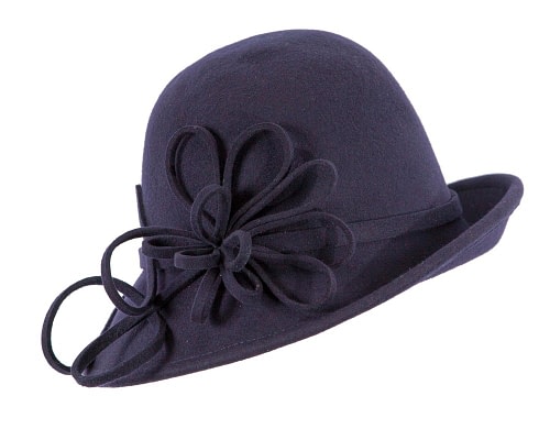 Fascinators Online - Navy winter fashion felt hat by Max Alexander