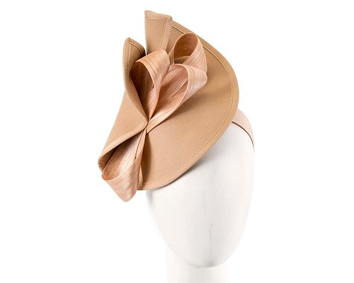 Fascinators Online - Felt beige twist with bow by Fillies Collection