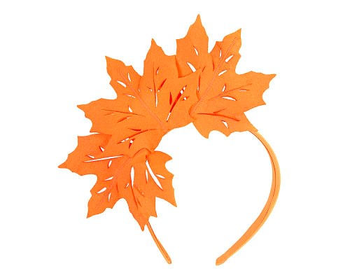 Fascinators Online - Orange Laser Cut felt Maple Leaves on a Headband