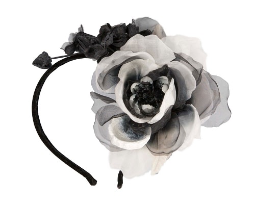 Fascinators Online - Black & White flower headband by Max Alexander