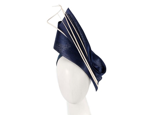 Fascinators Online - Bespoke navy & white fascinator by Fillies Collection