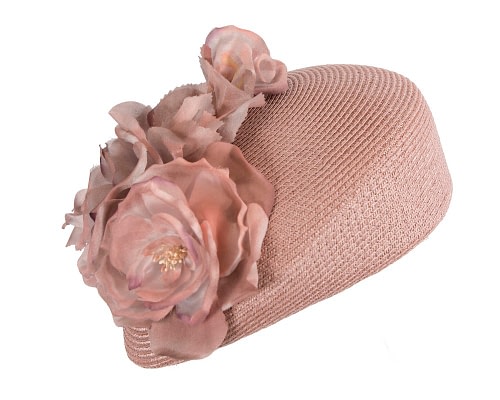 Fascinators Online - Nude beret hat with flowers by Max Alexander