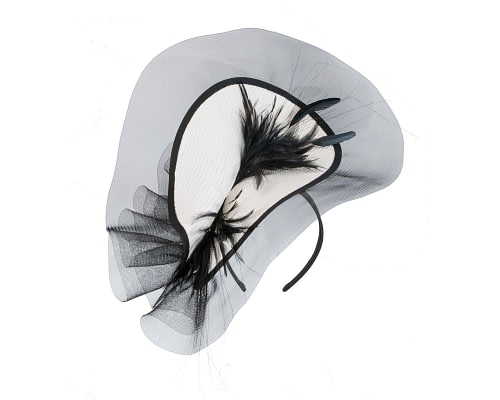 Fascinators Online - Tall white & black fascinator with feathers by Fillies Collection