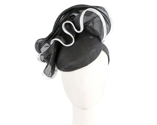 Fascinators Online - Black & white fashion pillbox fascinator by Fillies Collection
