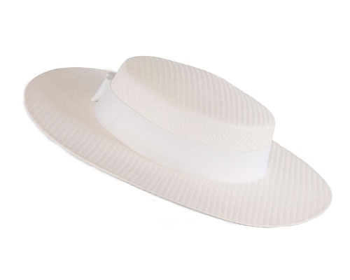 Fascinators Online - White boater hat by Max Alexander
