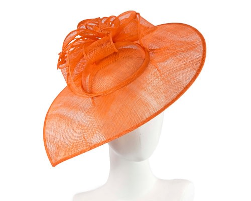 Fascinators Online - Wide brim orange sinamay fascinator hat by Max Alexander