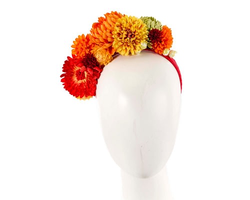 Fascinators Online - Multi-tone orange flower arrangement on the headband