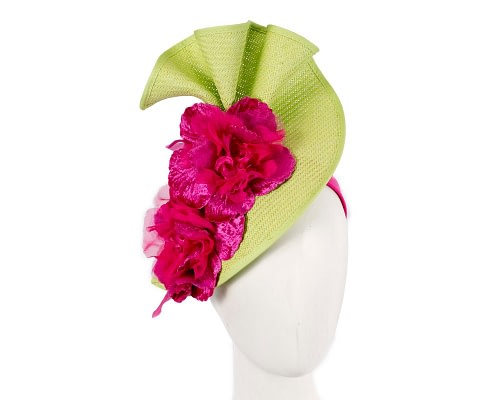 Fascinators Online - Bespoke large lime and fuchsia flower fascinator by Fillies Collection