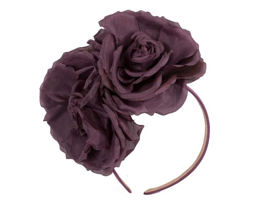 Fascinators Online - Eggplant purple flower headband fascinator