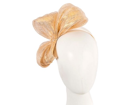 Fascinators Online - Gold bow racing fascinator by Fillies Collection