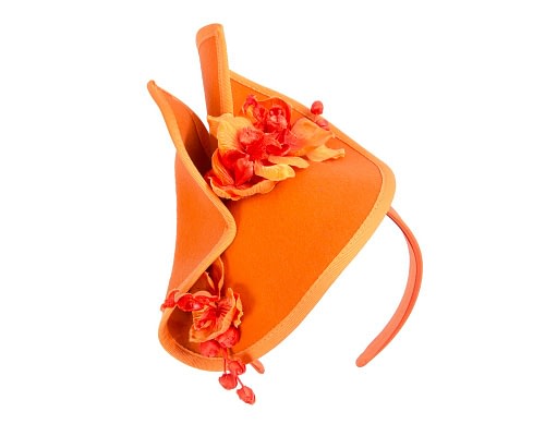 Fascinators Online - Bespoke orange felt winter fascinator by Fillies Collection