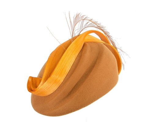 Fascinators Online - Designers rust orange felt hat by Fillies Collection