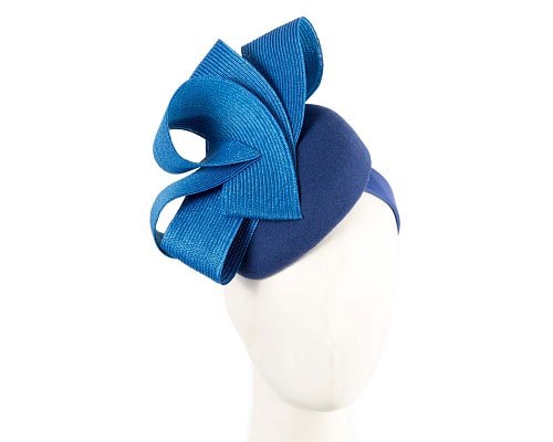 Fascinators Online - Royal blue winter racing pillbox fascinator by Fillies Collection