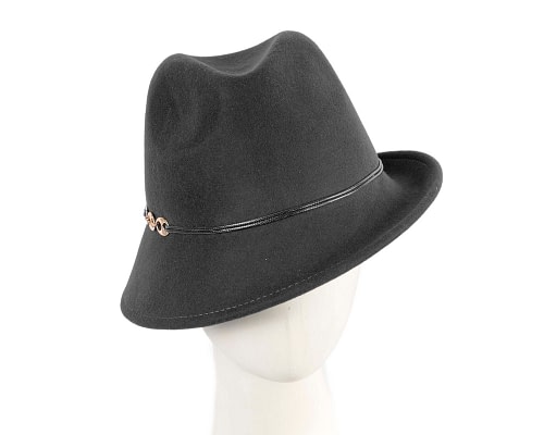 Fascinators Online - Black ladies felt fedora hat by Max Alexander