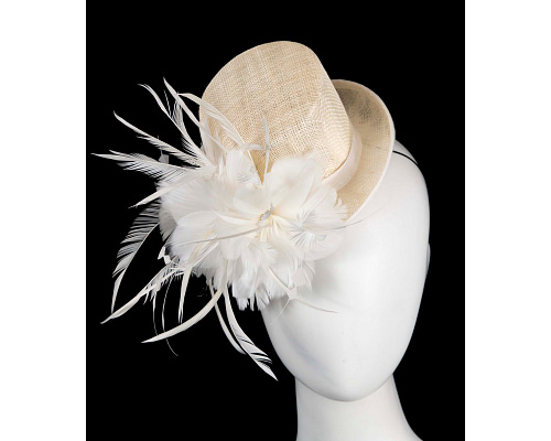 Fascinators Online - Cream top hat fascinator