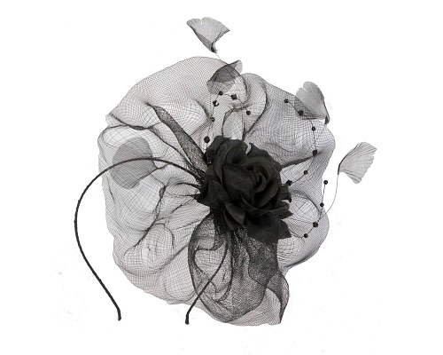 Fascinators Online - Black fascinator with flower