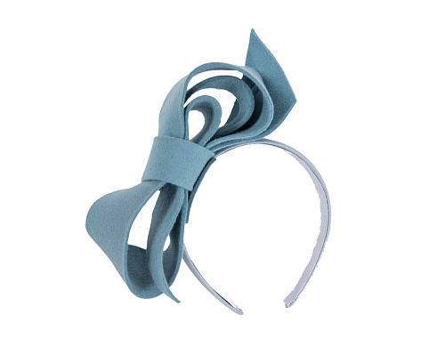 Fascinators Online - Petrol blue felt bow fascinator by Max Alexander