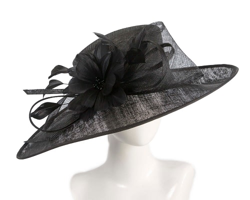 Fascinators Online - Black sinamay fashion hat by Max Alexander