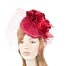 Red racing pillbox fascinator with veil